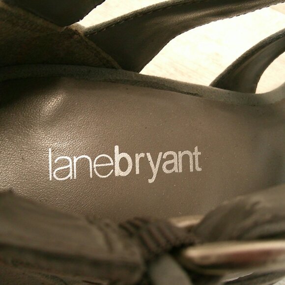 Lane Bryant Slate Gray Gladiator Sandals with rivet detail Kitten Heel Size 10 W - Picture 6 of 10